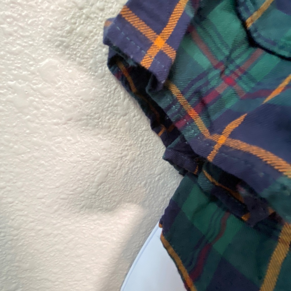 Green Tartan Blouse XL Plaid Outlander Casual Cottagecore Cabincore Ruffle - Picture 6 of 8